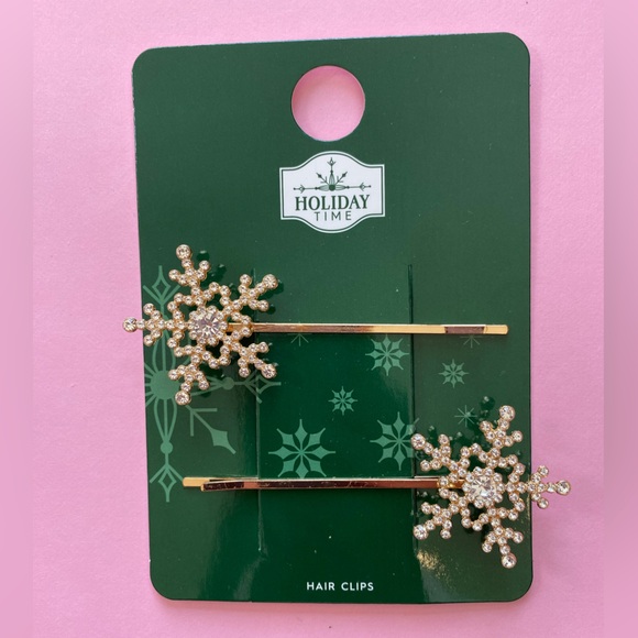 Snowflake Hair Clip Christmas Hair Accessories Glitter Winter Crystals Rhineston - Picture 2 of 5